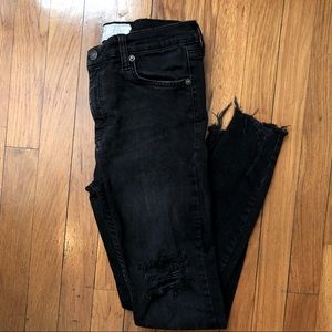 Free People Distressed Skinny Jeans Blk
